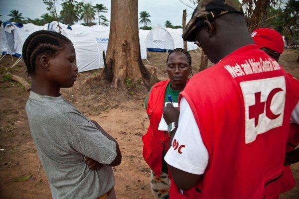 Refugees from Ivory Coast at transit camp