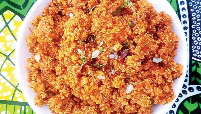 Quinoa with Spiced Apples Carrots & Onions