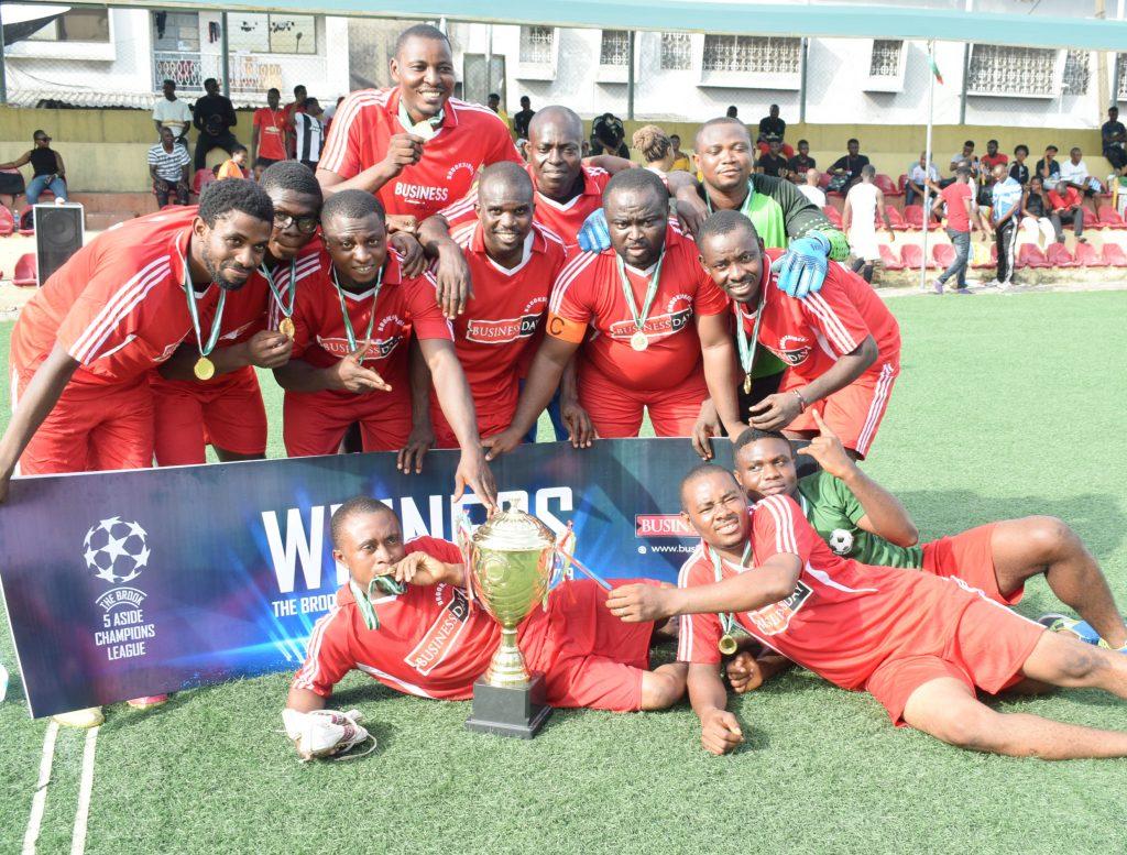 Brook Siders, male champions of BusinessDay Brook 5-aside football tournament, held on Saturday April 6 at the mini stadium, Ibiere Crescent, Apapa, Lagos.
