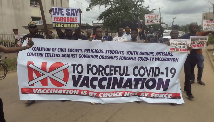 Again, youths, students reject COVID-19 forceful vaccination in Edo