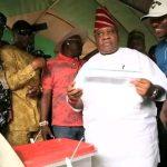 Ademola Adeleke casting his vote 