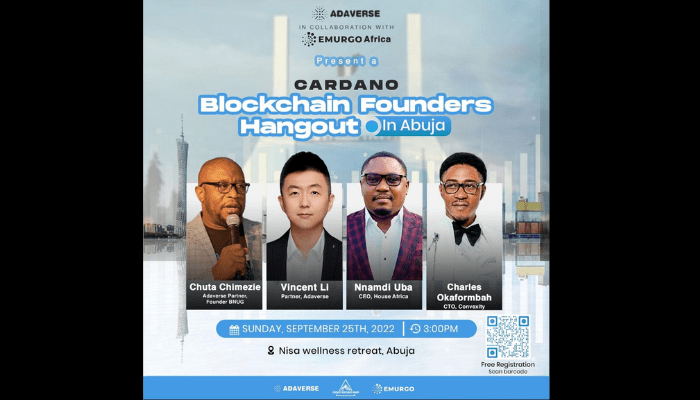 EMURGO Africa’s Adaverse to host a Founders Hangout in Abuja to promote Cardano Blockchain among Nigerian entrepreneurs