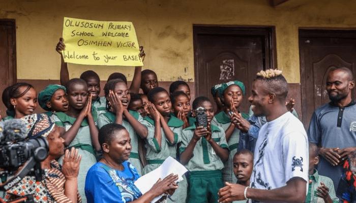 Photos: Victor Osimhen, Napoli Scudetto hero visits childhood neighborhood