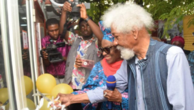 Wole Soyinka, cutting the tape to of CORA Library and Resource Centreat Freedom Park Lagos