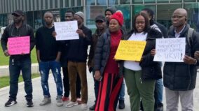 Protesting Teesside students