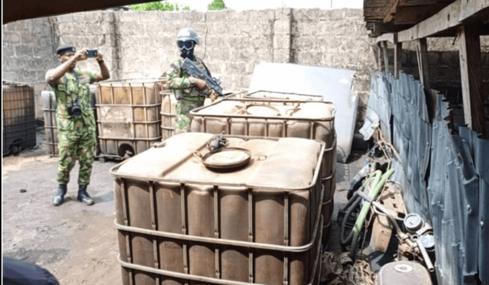 Navy bursts oil bunkering facility in Rivers, rescues 4 fishermen