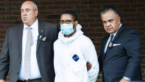 Tyrese Haspil with prosecutors outside the court. Photo Daily Mail