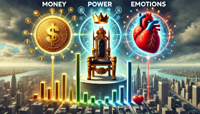 Trilemma of money, power, emotions