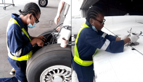Meet 23yr-old Annie Ojewunmi who transited from admiring to repairing airplanes