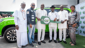 Jubilation in Warri as Delta Security Trust boss wins Toyota Prado in Glo promo