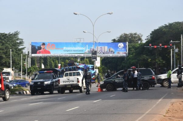 Police barricade road