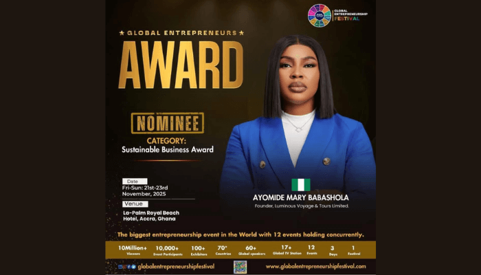Luminous Voyage CEO bags nomination at Global Entrepreneurship Festival 2025