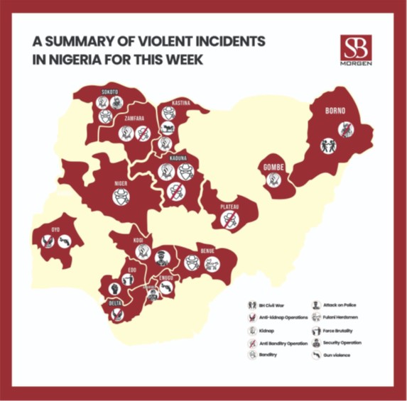 A new map of insecurity emerges as Nigeria’s growth corridors come under threat. Source: SBM Intelligence Security Report.