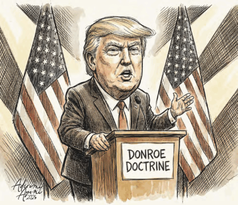 caricature of Donald Trump