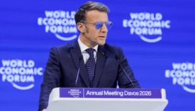 Macron Aviator Sunglasses at Davos lifts glasses maker shares by $4 million