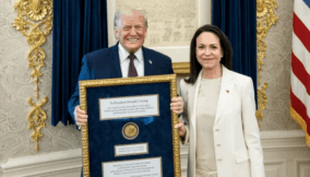 Trump accepts Nobel Peace Prize medal from Venezuelan opposition leader