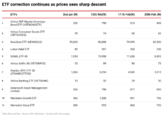 ETF correction continues  as STANBICETF30, VETGRIF30 sees sharp descent