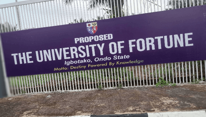 Endorsement of the University of Fortune, Nigeria