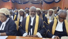 OCJ Okocha (middle) with other senior lawyers at the valedictory court session in honour of Owupele Daniel Kalio