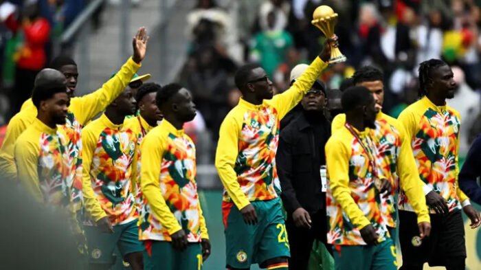 Senegal players AFCON trophy