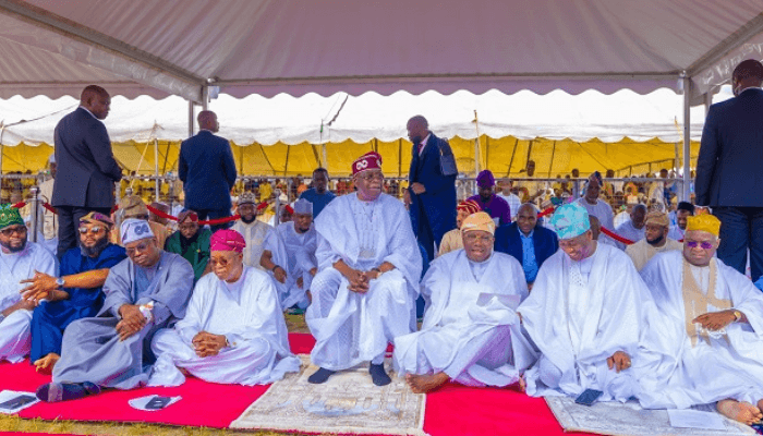 Tinubu joins Muslims for Eid-el- Fitr at Dodan Barracks