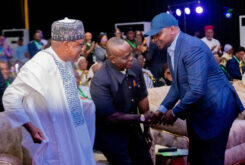 Samuel Ogbuku (right), welcoming special guests at the retreat