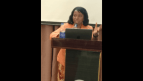 Patience Ranami Abah, DG, Bayelsa State Investment Promotion Agency, delivering a paper at BRACED Commission symposium in PH