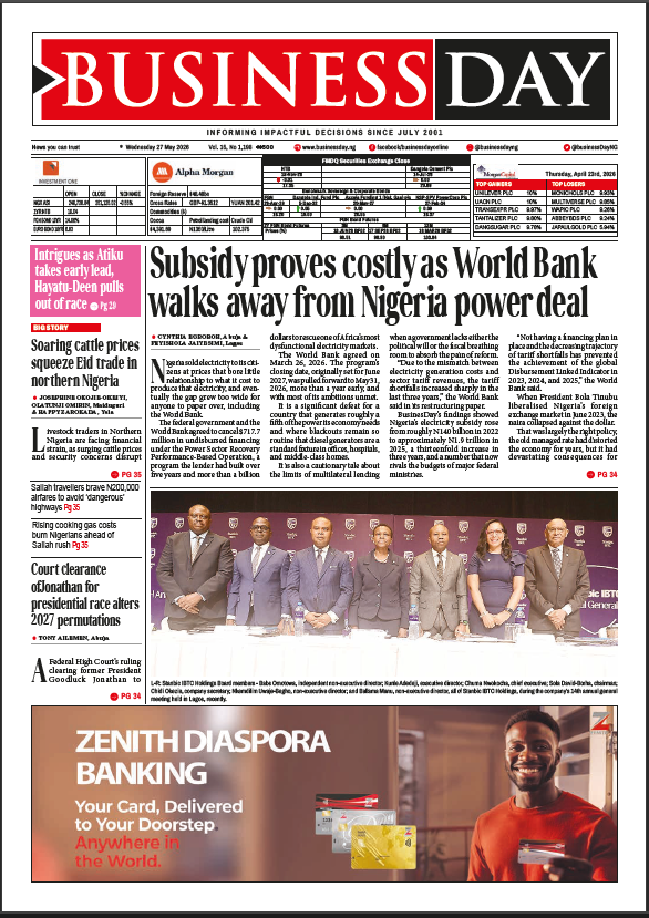 BusinessDay publishes insights on economic trends in its May 27, 2026 edition
