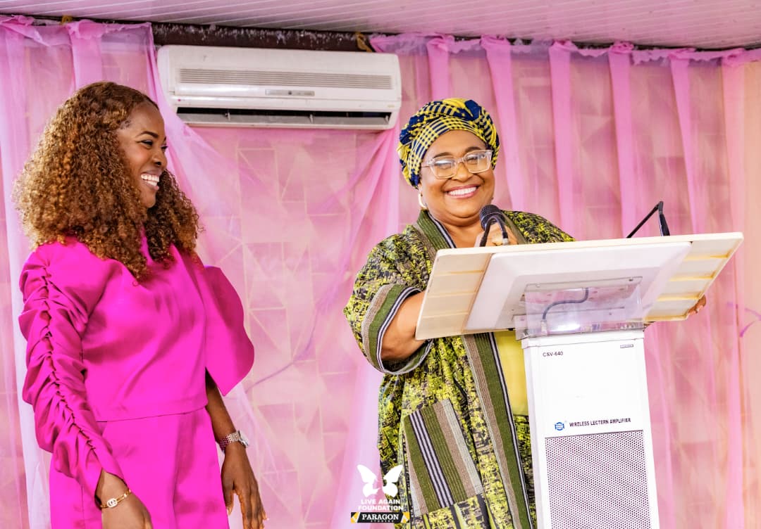 L-R: Enifome Ogbimi, Executive Director, Live Again Foundation, and Hilda Dokubo, veteran actress, and social justice advocate, at the recent Live Again Outreach in Port Harcourt.