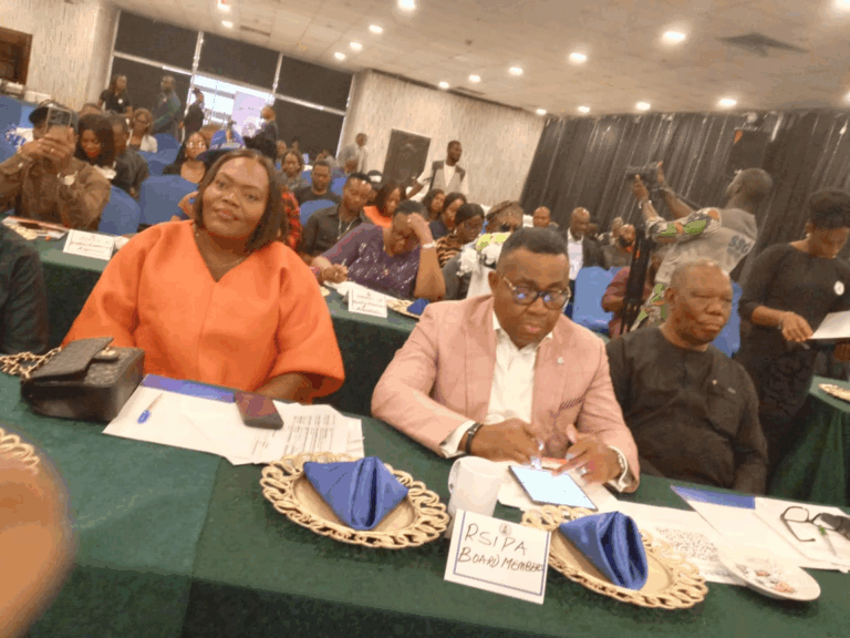 L-R: Tamunoibuemi Life-George, secretary of RSIPA board,; Chamberlain Peterside, Director-General of RSIPA; and Goodlife Nmerikini, board  Hon. Goodlife Nmenkini RSIPA board member.
