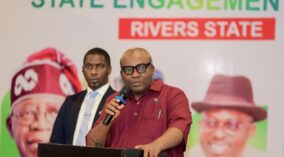 Dagogo Wokoma, Secretary to the Government of Rivers State, representing Gov Sim Fubara while delivering an address  at the workshop on Friday in Port Harcourt.