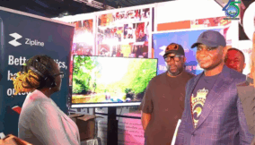 Samuel Ogbuku, NDDC Managing Director, (right), inspecting one of the exhibition stands during a two-day technology conference, Port Harcourt Tech Expo in the Rivers State capital Thursday, June 11, 2026.