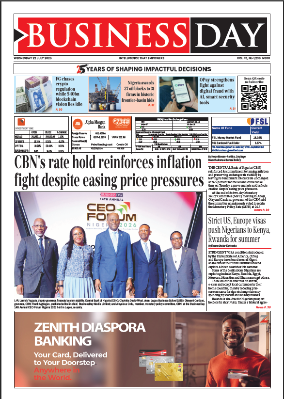 BusinessDay reports on key developments from July 22, 2026