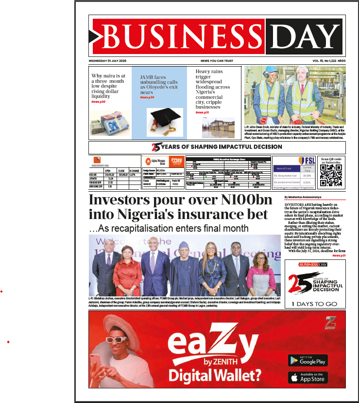 BusinessDay reports on developments dated July 1, 2026