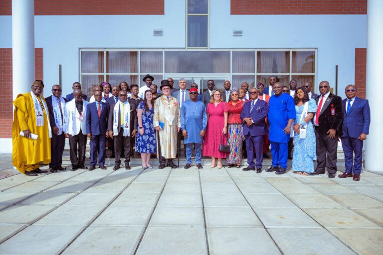Governor of Rivers State, His Excellency, Sir Siminalayi Fubara ( middle and in red cap), in a group photograph with the World President of the Seventh Day Adventist Church, Pastor Erton Kohler and his delegation  during their  visit to Government House, Port Harcourt on Thursday.