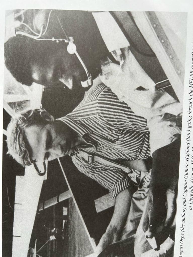 Captain August Okpe at Libreville Airport, Gabon, while preparing to attack Port Harcourt, 1969.