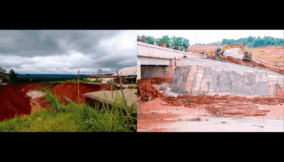 The Former state of Orlu-Mgbee-Akokwa-Uga Federal road destroyed by gully erosion and the new state of the road